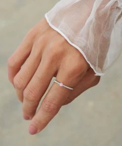 Zoe and Morgan Anchored Stacker Ring Silver with Pink Tourmaline