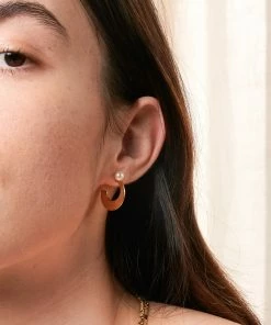 Zoe and Morgan Delphina Gold Pearl Hoop