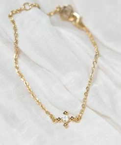 Zoe and Morgan Izil Bracelet Natural White Zircon Gold