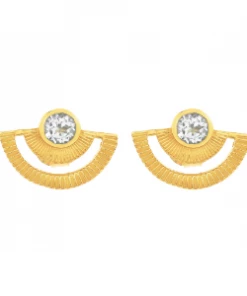 Zoe and Morgan Gold With White Zircon Golden Hour Earrings 6 Zoe and Morgan Gold With White Zircon Golden Hour Earrings
