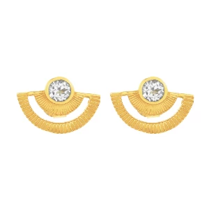 Zoe and Morgan Gold With White Zircon Golden Hour Earrings 3 Zoe and Morgan Gold With White Zircon Golden Hour Earrings