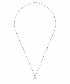 Zoe and Morgan Ruby Base Mala Silver Chakra Necklace