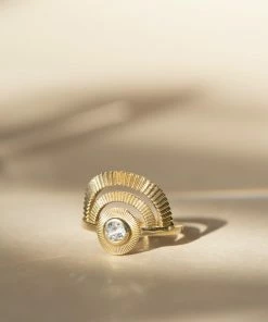 Zoe and Morgan Gold With White Zircon Golden Hour Ring