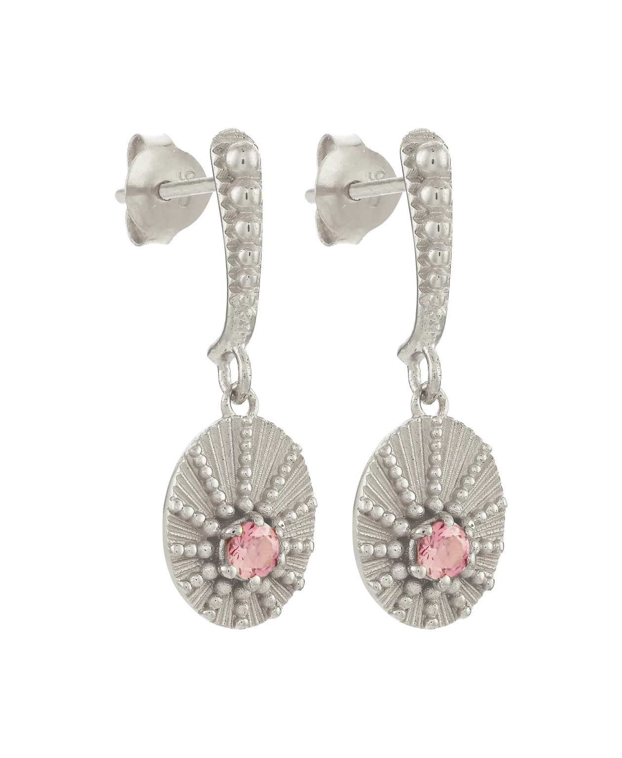 Zoe and Morgan Kina Earrings Silver with Pink Tourmaline 4 Zoe and Morgan Kina Earrings Silver with Pink Tourmaline