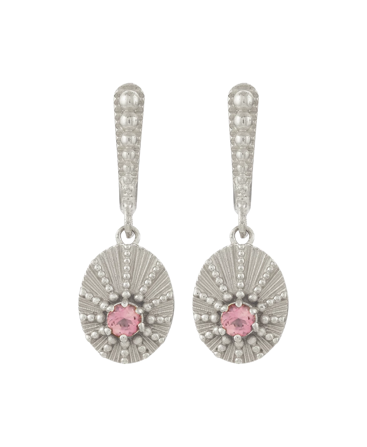 Zoe and Morgan Kina Earrings Silver with Pink Tourmaline 2 Zoe and Morgan Kina Earrings Silver with Pink Tourmaline