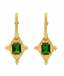 Zoe and Morgan Anastasia Earrings Gold with Chrome Diopside