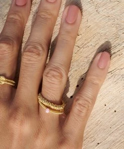 Zoe and Morgan Anchored Stacker Ring Gold and Pink Tourmaline 7 Zoe and Morgan Anchored Stacker Ring Gold and Pink Tourmaline