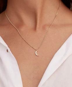 Zoe and Morgan Gold Luna Moon Diamond Necklace 6 Zoe and Morgan Gold Luna Moon Diamond Necklace