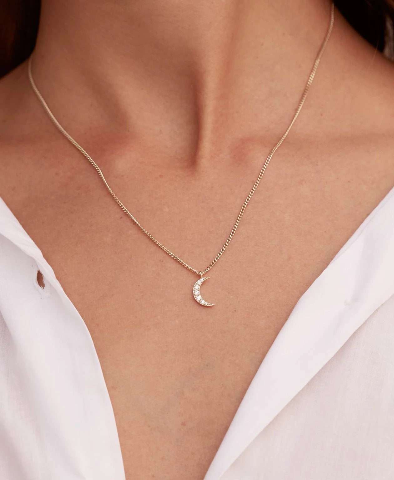 Zoe and Morgan Gold Luna Moon Diamond Necklace 3 Zoe and Morgan Gold Luna Moon Diamond Necklace