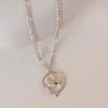 Zoe and Morgan Peace Necklace Silver with White Zircon