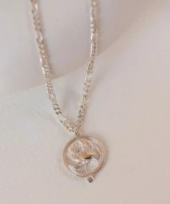 Zoe and Morgan Peace Necklace Silver with White Zircon