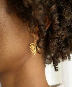 Zoe and Morgan Heart Rays Earrings Gold