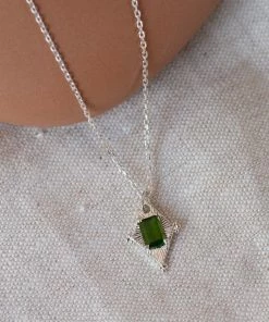 Zoe and Morgan Anastasia Necklace Silver with Chrome Diopside