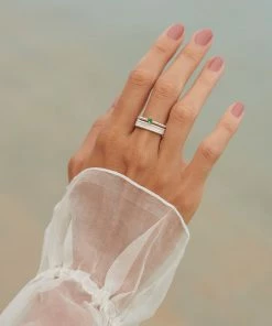 Zoe and Morgan Anchored Stacker Ring Silver and Chrome Diopside