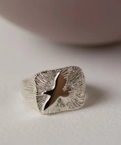 Zoe and Morgan Freedom Mens Signet Ring Silver