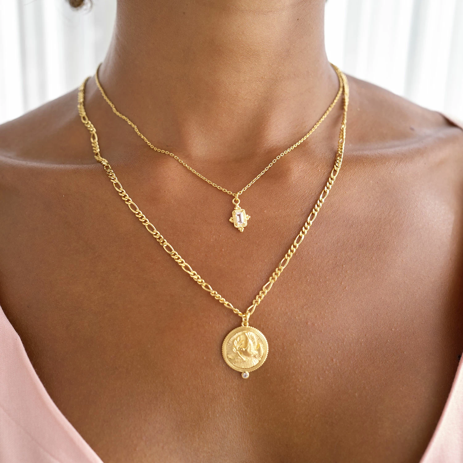 Zoe and Morgan Peace Necklace Gold with White Zircon 2 Zoe and Morgan Peace Necklace Gold with White Zircon