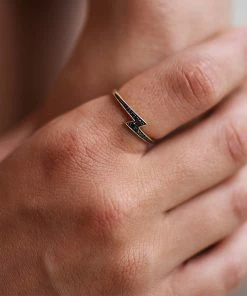 Zoe and Morgan Gold Zap Black Diamond Ring