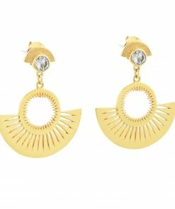 Zoe and Morgan Gold With White Zircon Pocket Full Of Sunshine Earrings