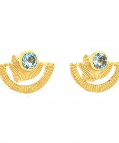 Zoe and Morgan Gold With Blue Topaz Golden Hour Earrings 7 Zoe and Morgan Gold With Blue Topaz Golden Hour Earrings