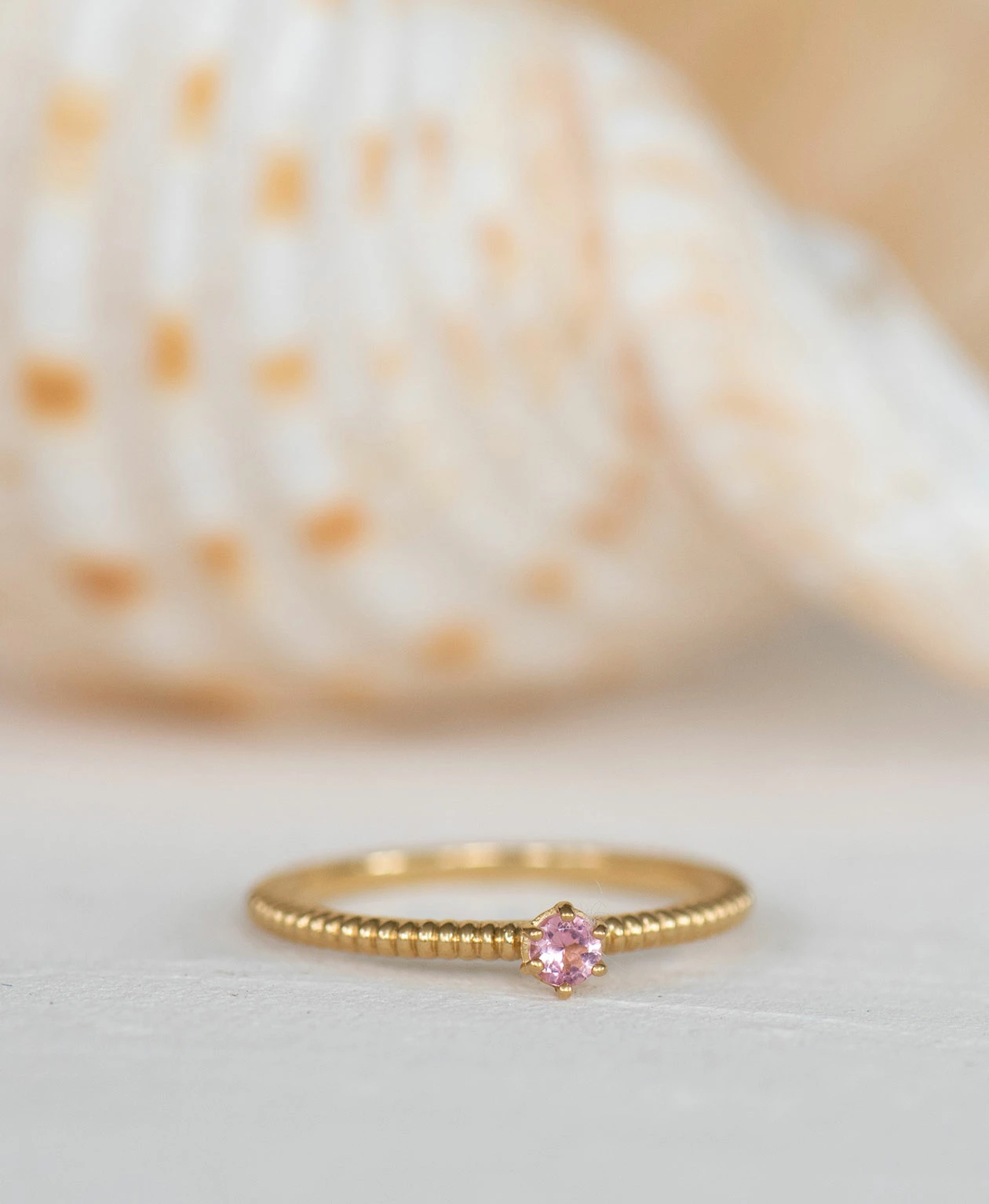 Zoe and Morgan Anchored Stacker Ring Gold and Pink Tourmaline 1 Zoe and Morgan Anchored Stacker Ring Gold and Pink Tourmaline