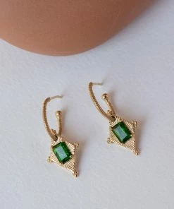 Zoe and Morgan Anastasia Earrings Gold with Chrome Diopside