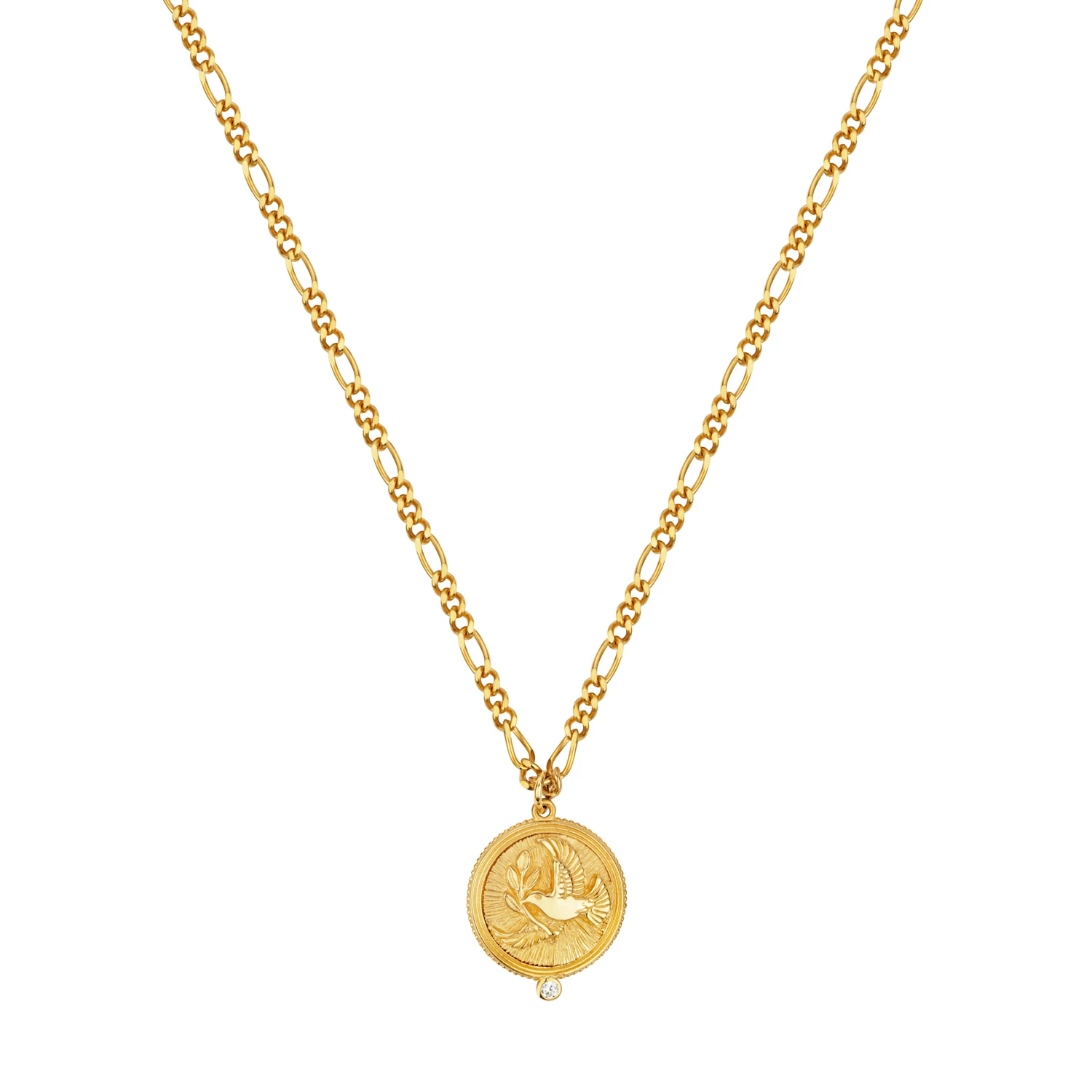 Zoe and Morgan Peace Necklace Gold with White Zircon 3 Zoe and Morgan Peace Necklace Gold with White Zircon