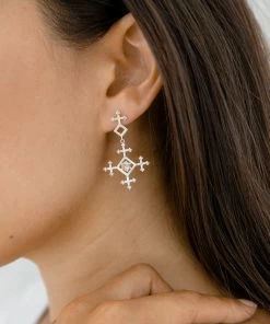 Zoe and Morgan Sura Earrings Natural White Zircon Silver