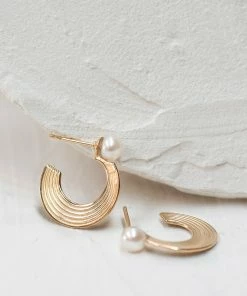 Zoe and Morgan Delphina Gold Pearl Hoop