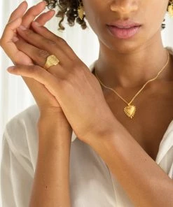 Zoe and Morgan Heart Rays Necklace Gold