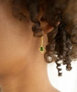 Zoe and Morgan Marina Earrings Gold with Chrome Diopside