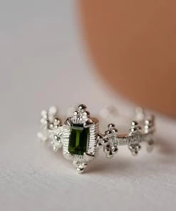 Zoe and Morgan Marina Ring Silver with Chrome Diopside