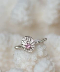 Zoe and Morgan Kina Stacker Ring Silver with Pink Tourmaline
