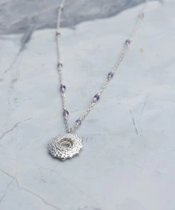 Zoe and Morgan Amethyst Crown Chakra Mala Silver Chakra Necklace 7 Zoe and Morgan Amethyst Crown Chakra Mala Silver Chakra Necklace