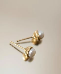 Zoe and Morgan Pearl Stud Earrings Gold