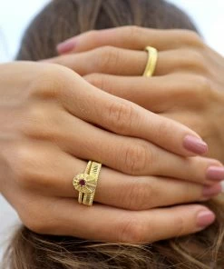 Zoe and Morgan Connected Stacker Gold Ring 11 Zoe and Morgan Connected Stacker Gold Ring