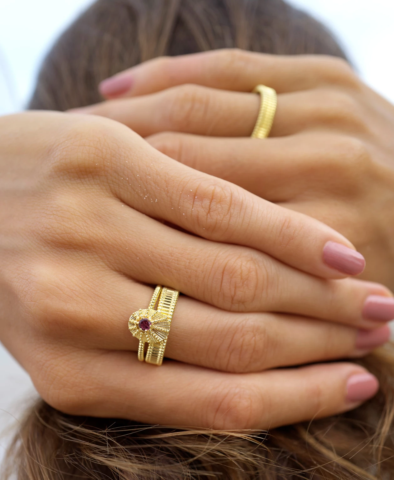 Zoe and Morgan Connected Stacker Gold Ring 6 Zoe and Morgan Connected Stacker Gold Ring