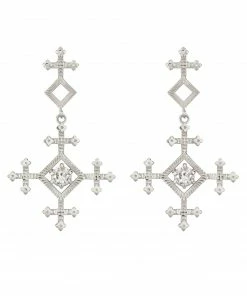 Zoe and Morgan Sura Earrings Natural White Zircon Silver