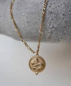 Zoe and Morgan Wisdom Necklace Gold with White Zircon