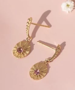 Zoe and Morgan Kina Earrings Gold with Pink Tourmaline