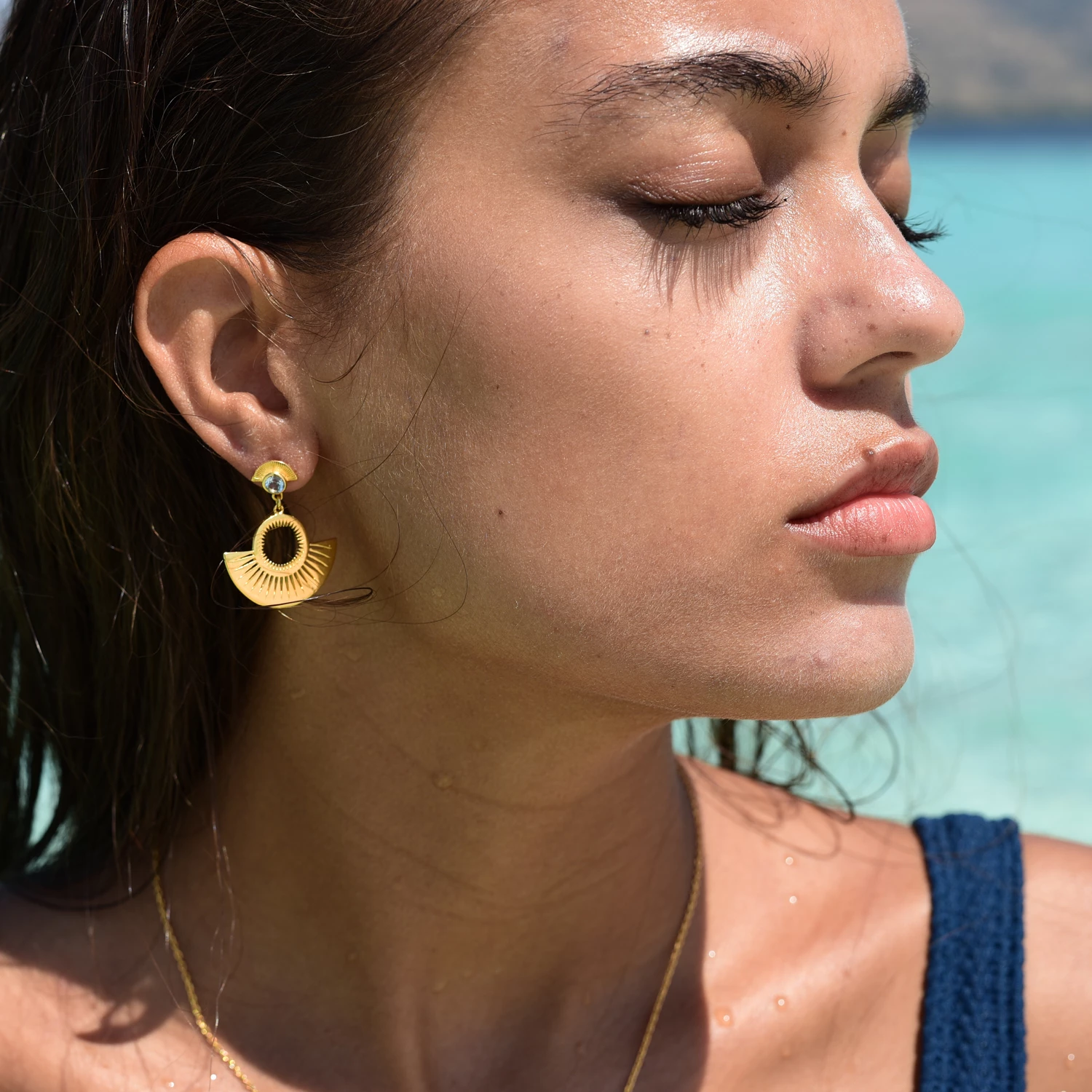 Zoe and Morgan Gold With Blue Topaz Pocket Full Of Sunshine Earrings 3 Zoe and Morgan Gold With Blue Topaz Pocket Full Of Sunshine Earrings