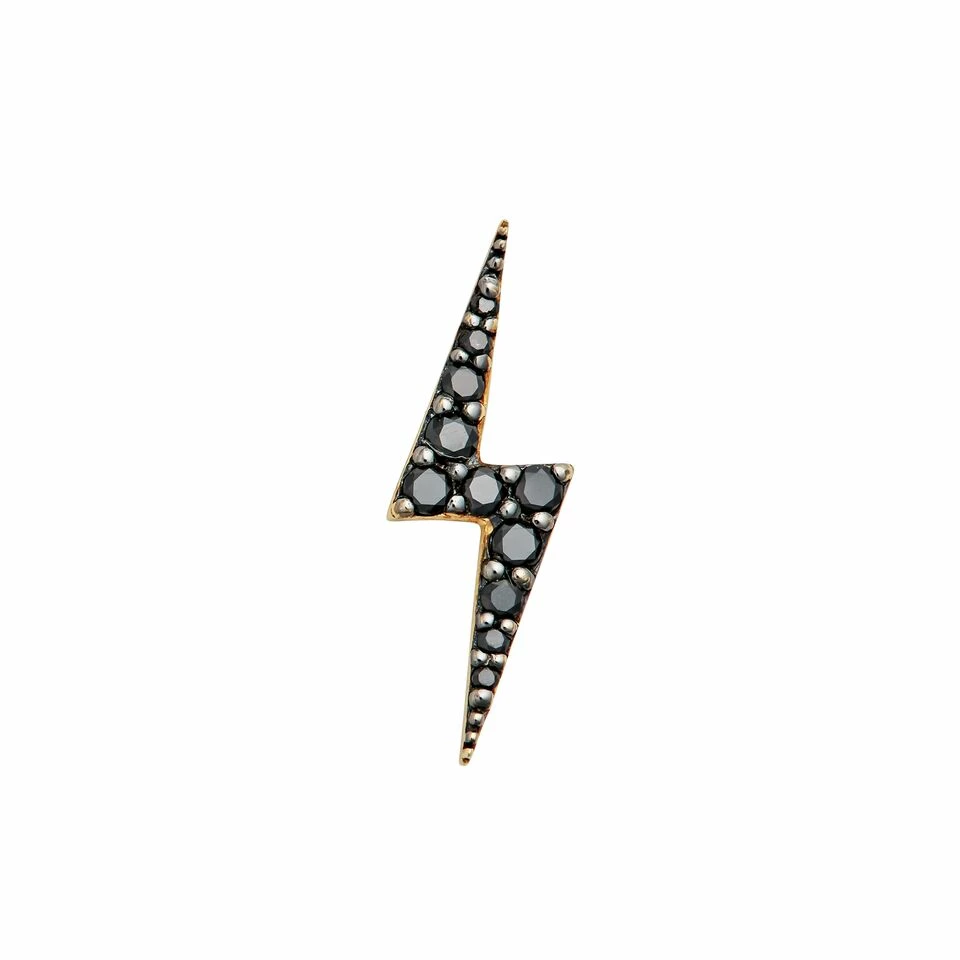 Zoe and Morgan Gold Zap Lightning Black Diamond Single Stud Earring 3 Zoe and Morgan Gold Zap Lightning Black Diamond Single Stud Earring
