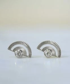 Zoe and Morgan Silver With White Zircon Golden Hour Earrings