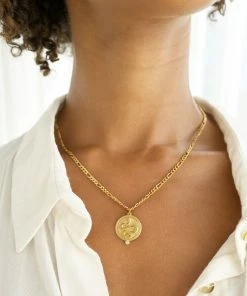 Zoe and Morgan Wisdom Necklace Gold with White Zircon