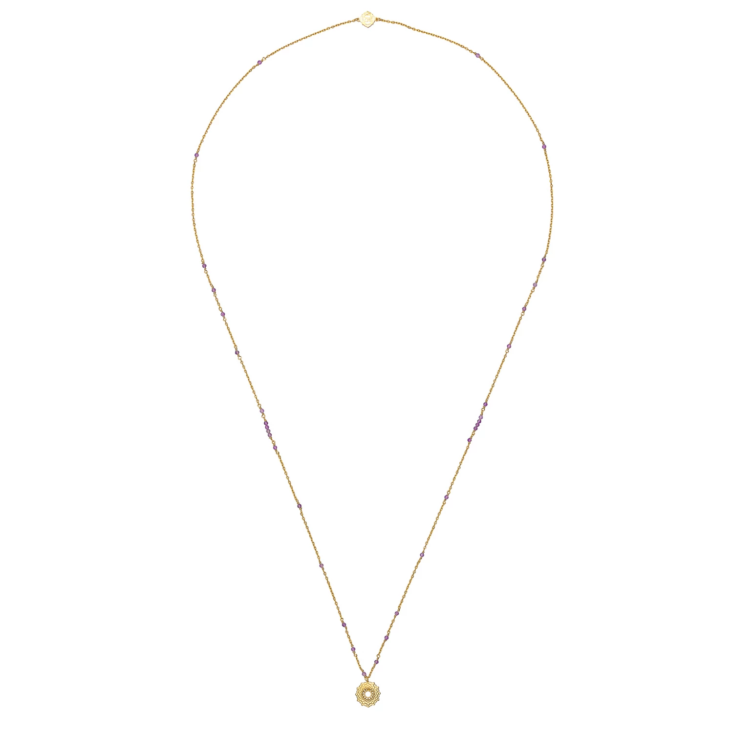 Zoe and Morgan Amethyst Crown Mala Gold Chakra Necklace 2 Zoe and Morgan Amethyst Crown Mala Gold Chakra Necklace