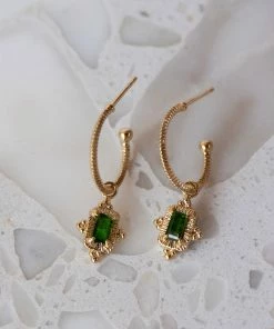 Zoe and Morgan Marina Earrings Gold with Chrome Diopside