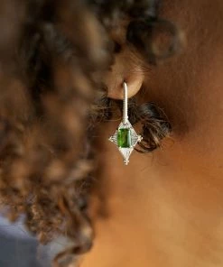 Zoe and Morgan Anastasia Earrings Silver with Chrome Diopside