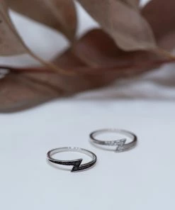 Zoe and Morgan Zap Ring White Gold Black Diamond