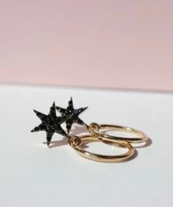 Zoe and Morgan Mini Anahata Black Diamond Hoops