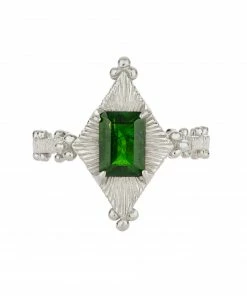 Zoe and Morgan Anastasia Ring Silver with Chrome Diopside