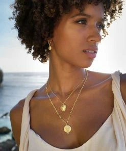 Zoe and Morgan Heart Rays Necklace Gold